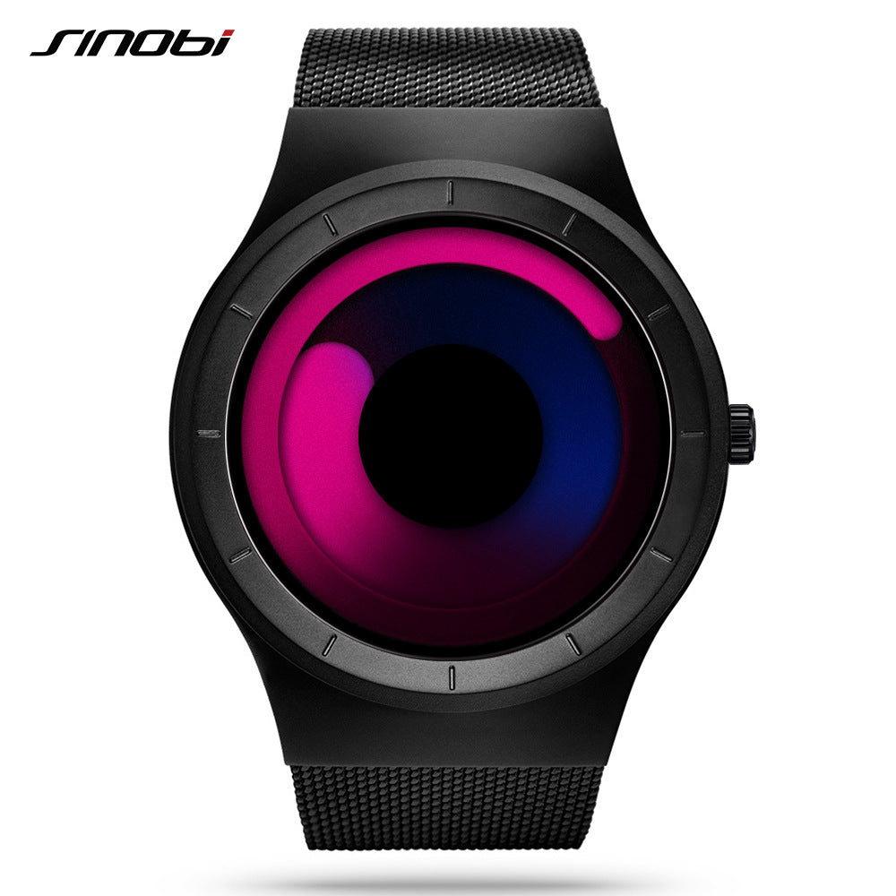 Sinobi couple watch trend contrast color creative needle-free vortex concept watch quartz watch men's cross-border 9659