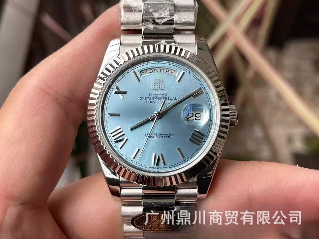 Double-headed large strap AliExpress week double calendar diary Roman scale yellow rock sugar watch men's mechanical watch