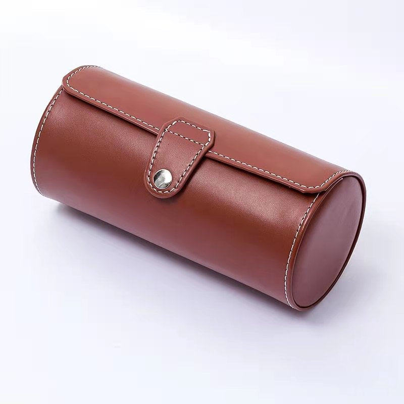Cylinder Travel Portable Watch Tie Storage Box