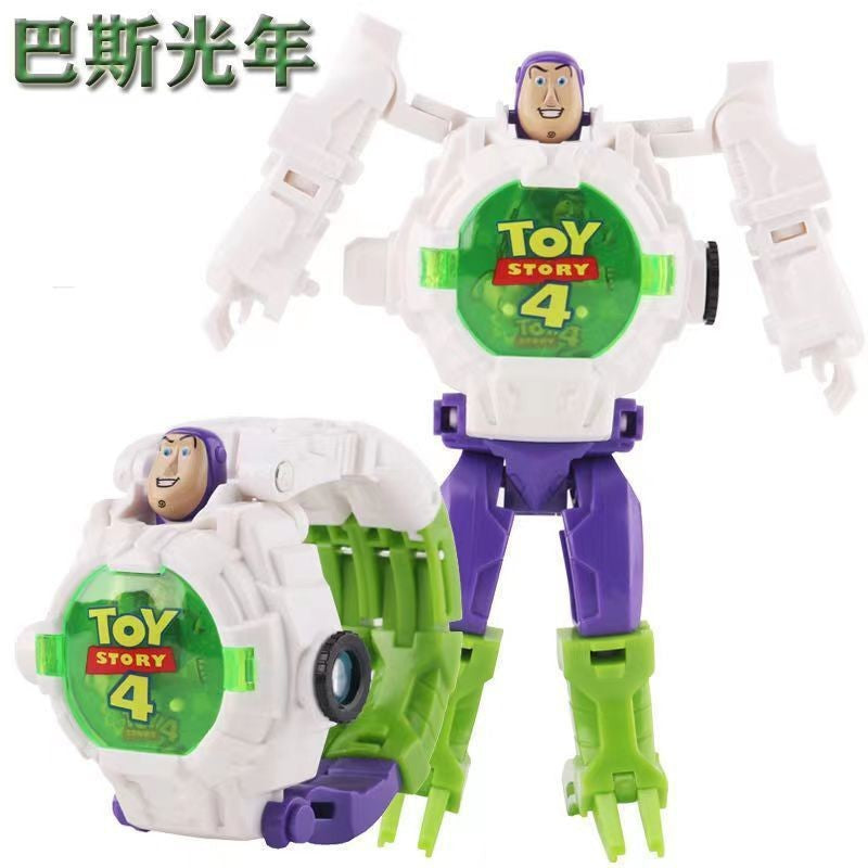 Ultraman Spiderman Children's Projection Watch Cartoon Transformation Robot Kindergarten Gift Boys and Girls Electronic Watch