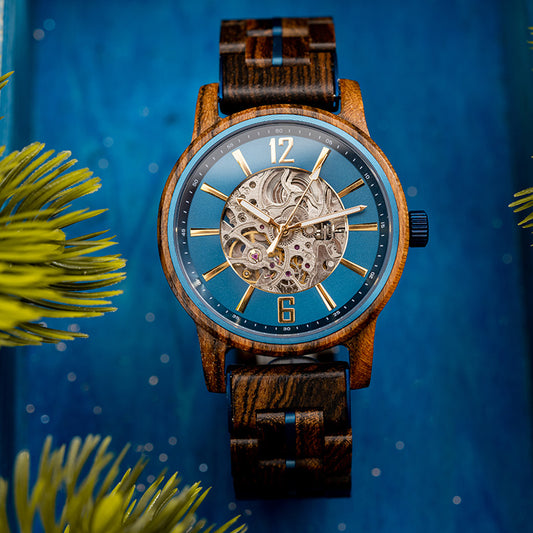 BOBO BIRD wooden watch three-eye multifunctional men's fully automatic mechanical watch steel and wood watch factory wholesale