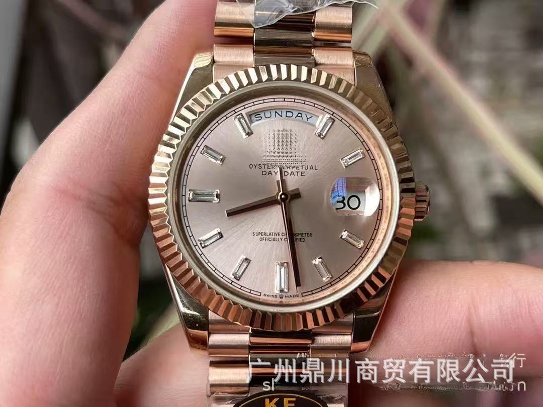 Double-headed large strap AliExpress week double calendar diary Roman scale yellow rock sugar watch men's mechanical watch