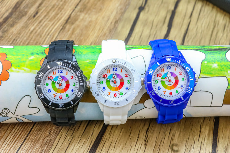 Youth exam watch casual fashion boys and girls waterproof quartz watch silicone dopamine children's trendy watch