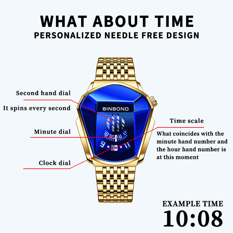 Fashion personality men's watch trend large market watch style motorcycle concept watch men's domineering black technology watch