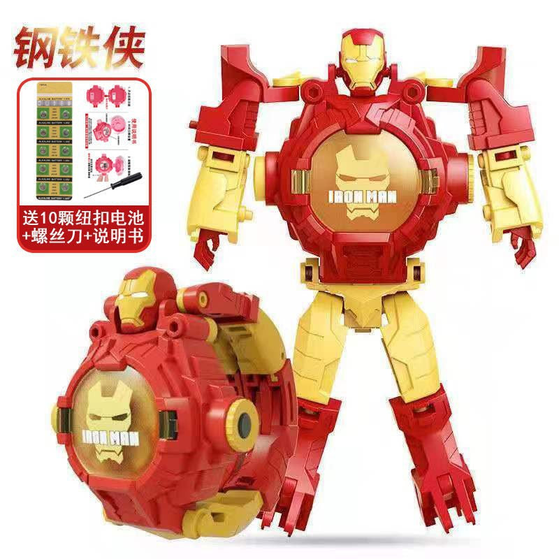 Ultraman Spiderman Children's Projection Watch Cartoon Transformation Robot Kindergarten Gift Boys and Girls Electronic Watch