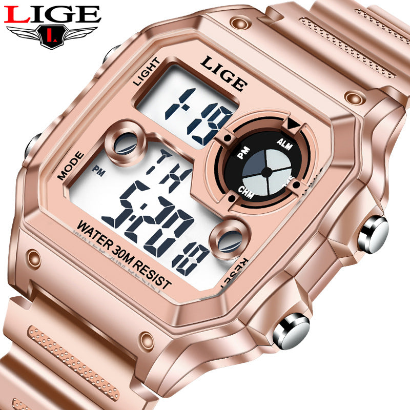 LIGE 8921 New 2022 Men's Sports Watch Fashion Trend Multifunctional Silicone Band Business Watch