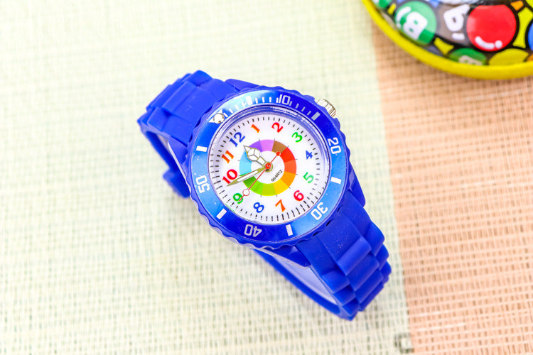 Youth exam watch casual fashion boys and girls waterproof quartz watch silicone dopamine children's trendy watch