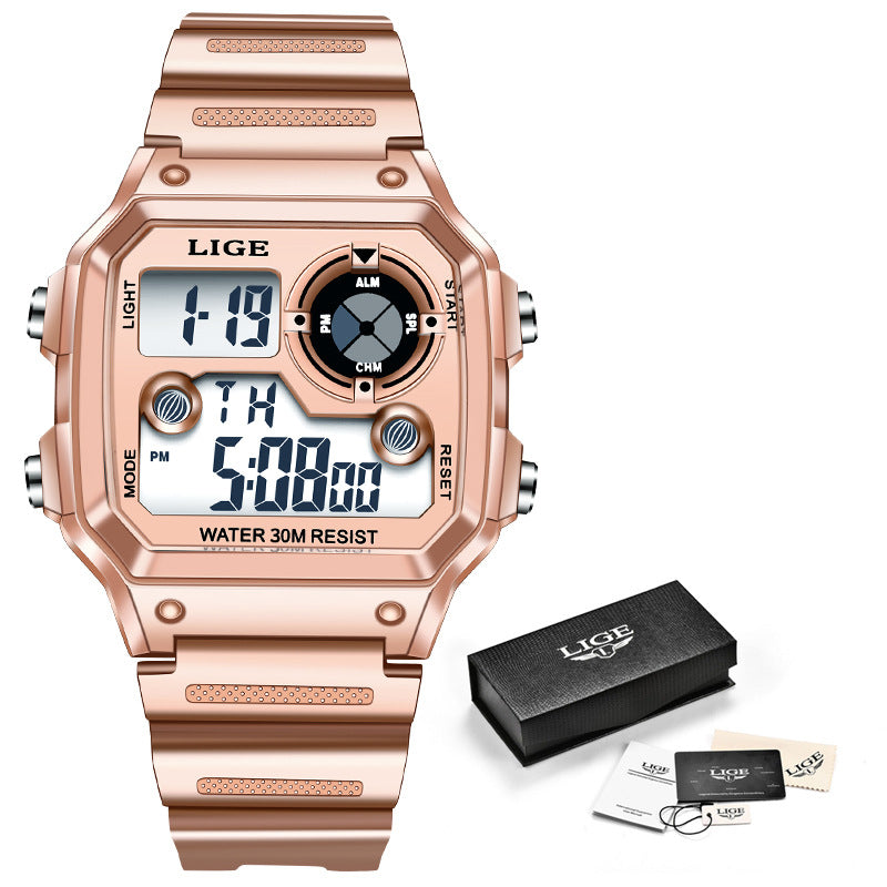 LIGE 8921 New 2022 Men's Sports Watch Fashion Trend Multifunctional Silicone Band Business Watch