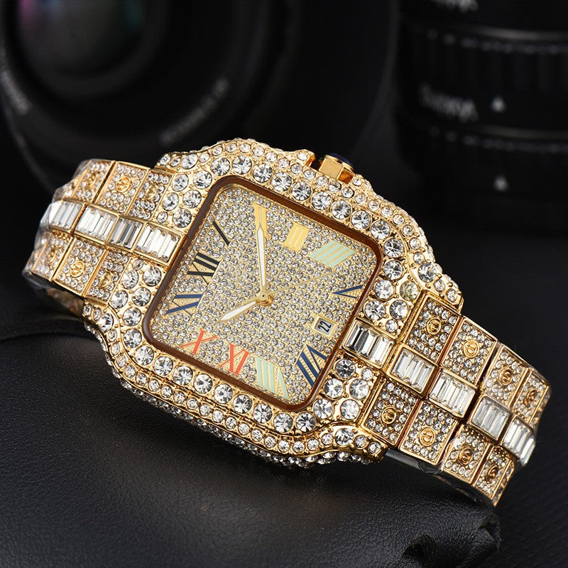 Kajia men's and women's alloy quartz watches with diamonds and full diamonds for women's business fashion watches with slight waterproof watches