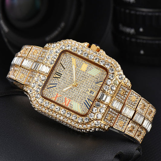 Kajia men's and women's alloy quartz watches with diamonds and full diamonds for women's business fashion watches with slight waterproof watches