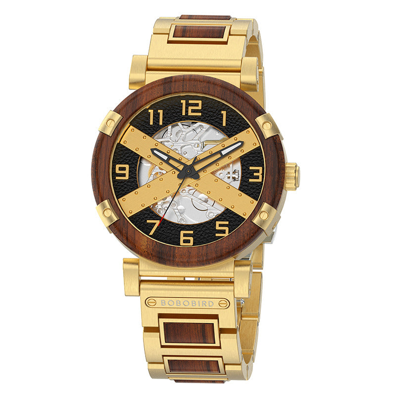 bobobird watch new cross-border hollow bottom mechanical foreign trade wooden wood watch mechanical men's watch wholesale