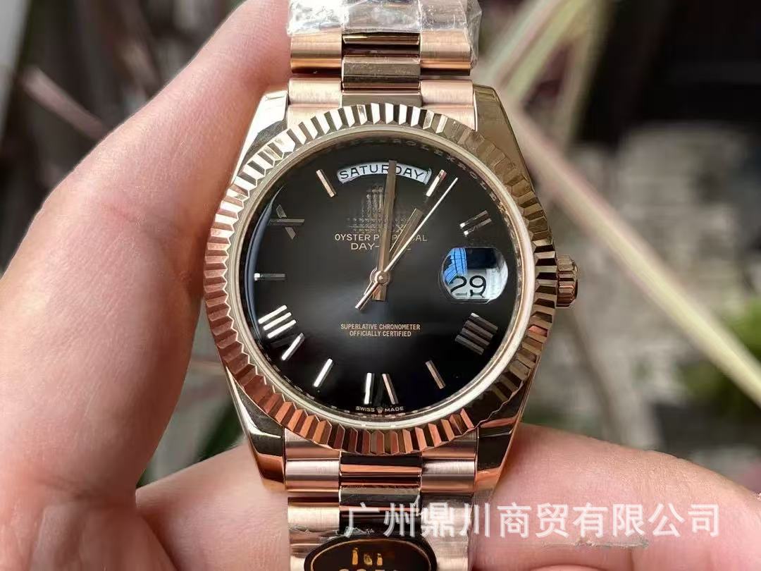 Double-headed large strap AliExpress week double calendar diary Roman scale yellow rock sugar watch men's mechanical watch