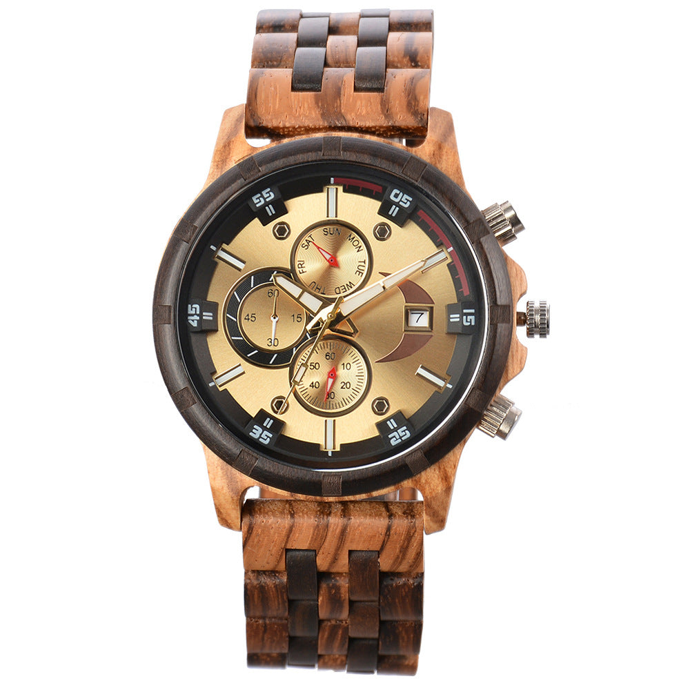 Cross-border business men's watch new simple casual automatic mechanical watch wooden fashion high-end quartz watch