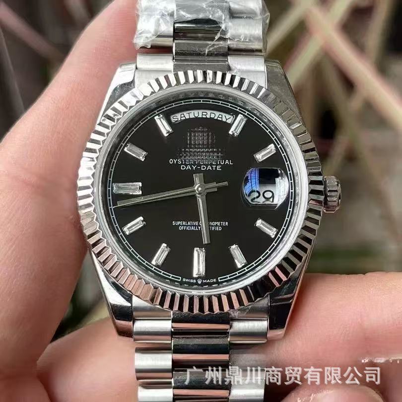 Double-headed large strap AliExpress week double calendar diary Roman scale yellow rock sugar watch men's mechanical watch