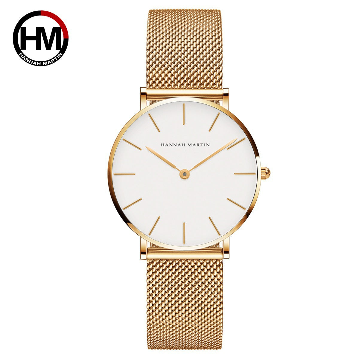 Cross-border Japanese movement steel chain waterproof watch light luxury niche European and American minimalist style steel mesh belt slim watch for women