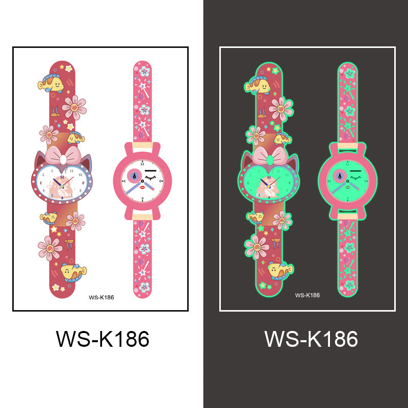 New cross-border waterproof children's luminous watch tattoo stickers boys and girls luminous watch tattoo stickers wholesale