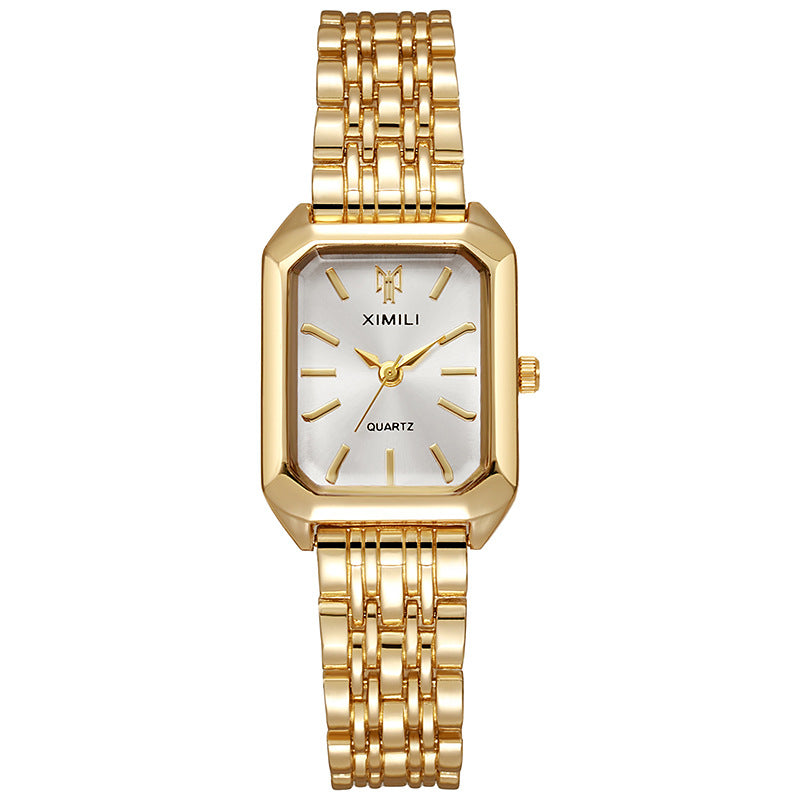 2024 foreign trade new light luxury steel belt ladies watch female student fashion simple square quartz watch wholesale
