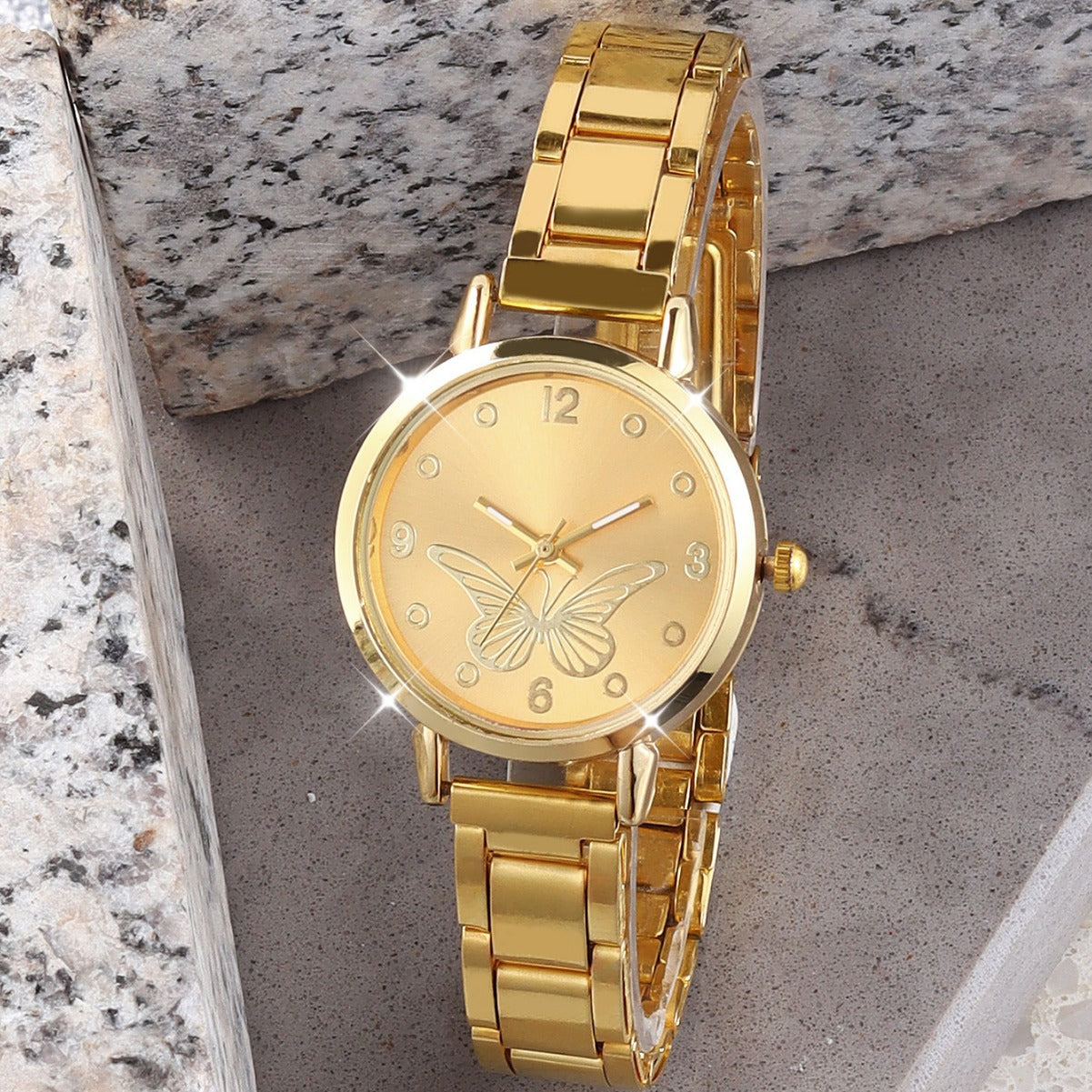 Butterfly Dial Fashion Wild Quartz Watch Jewelry Suit