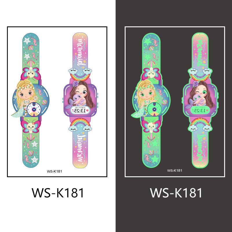 New cross-border waterproof children's luminous watch tattoo stickers boys and girls luminous watch tattoo stickers wholesale