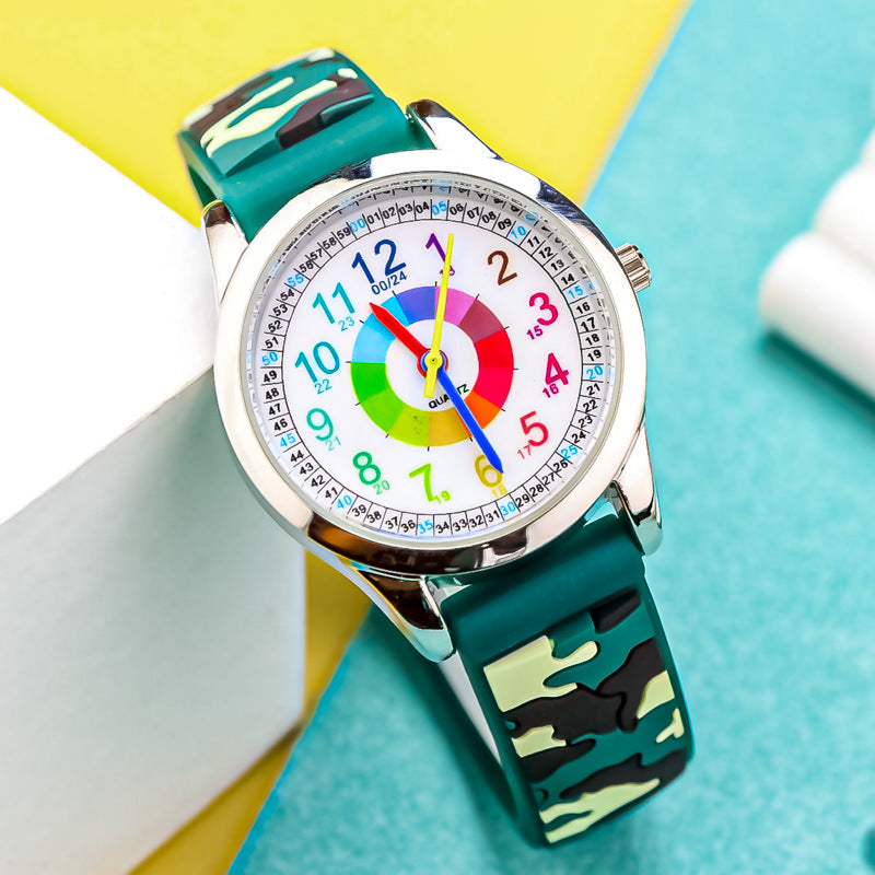 New Boys 3D Waterproof Camouflage 24 Hour Watch Boys Girls Military Fans Quartz Electronic Watch Factory Spot Wholesale