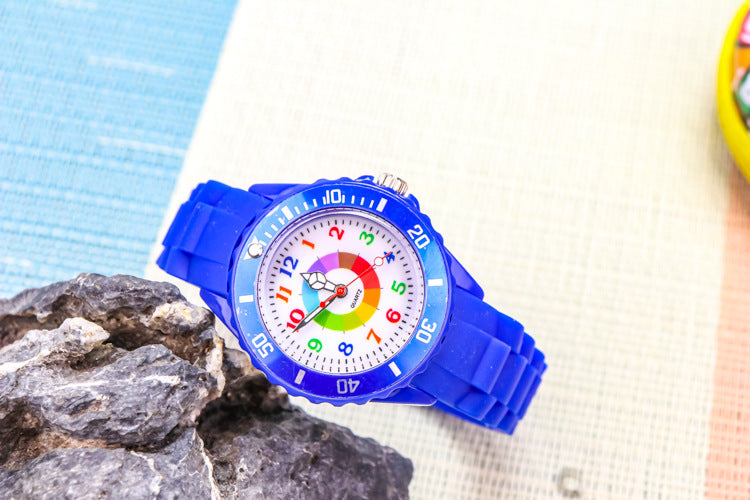 Youth exam watch casual fashion boys and girls waterproof quartz watch silicone dopamine children's trendy watch