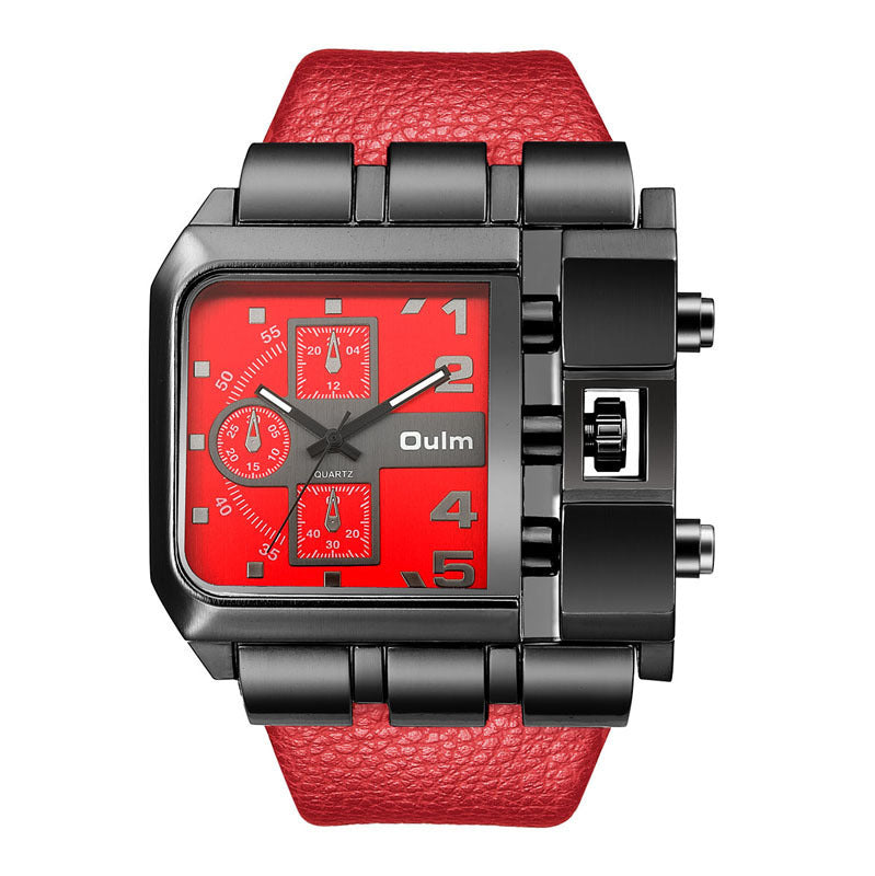 Oulm Large Dial Quartz Men's Watch Casual Belt Men's Watch Personality Foreign Trade Square Manufactor Wholesale