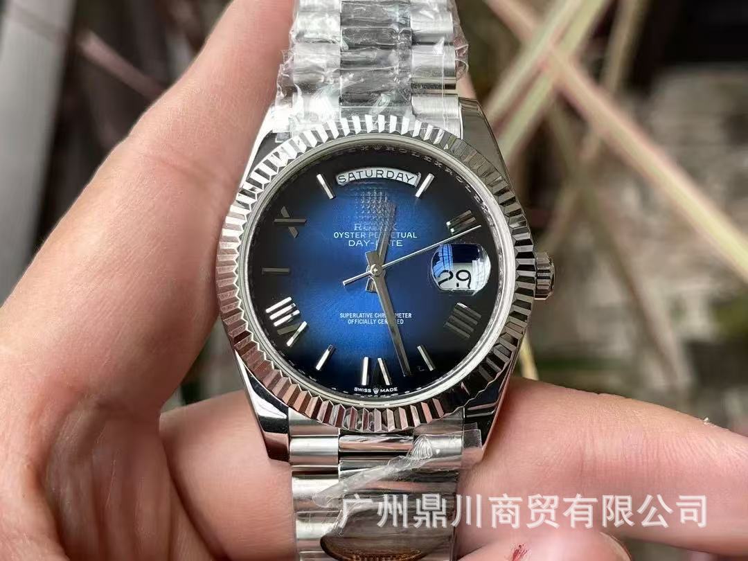 Double-headed large strap AliExpress week double calendar diary Roman scale yellow rock sugar watch men's mechanical watch