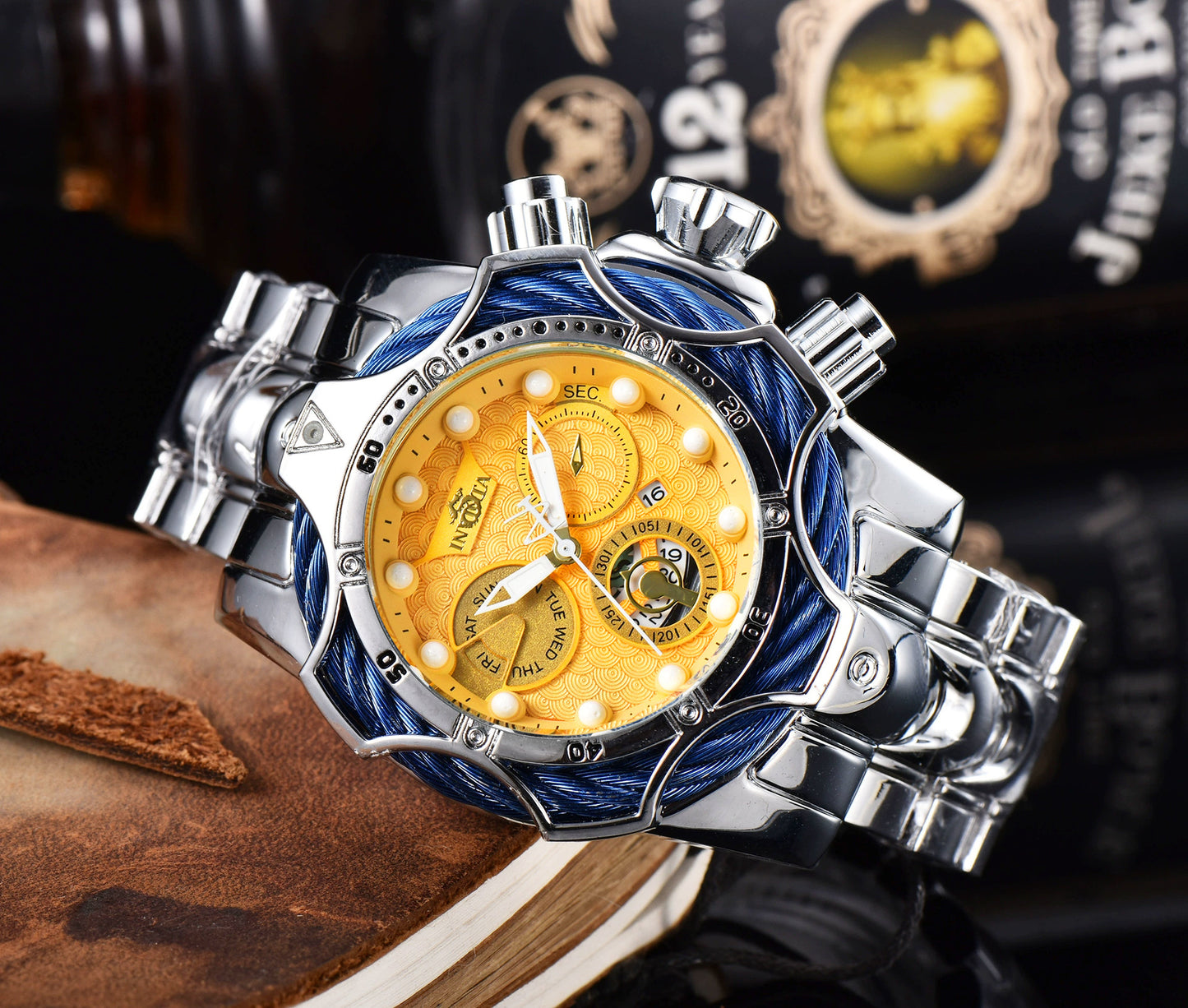 One piece of steel wire rope cross-border watch European alloy quartz watch men's waterproof watch non-mechanical watch