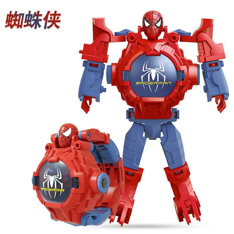 Ultraman Spiderman Children's Projection Watch Cartoon Transformation Robot Kindergarten Gift Boys and Girls Electronic Watch