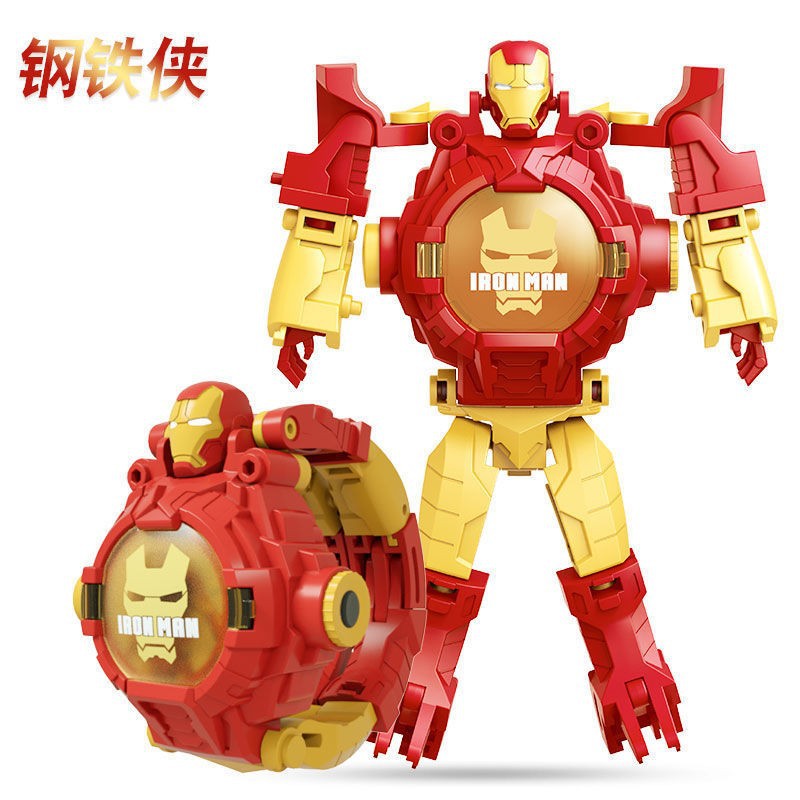 Ultraman Spiderman Children's Projection Watch Cartoon Transformation Robot Kindergarten Gift Boys and Girls Electronic Watch