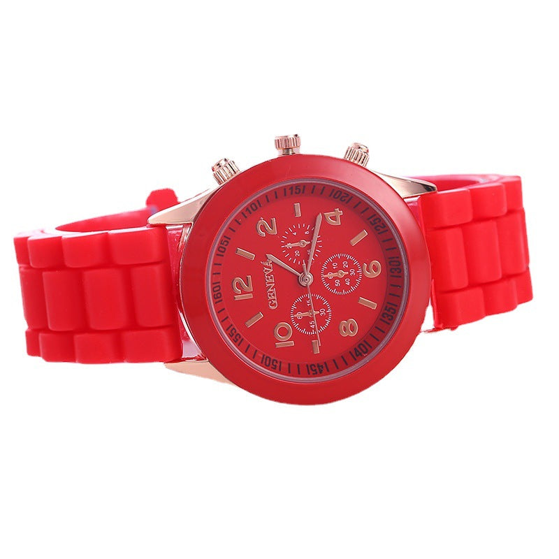 Spot geneva Geneva silicone watch women's Korean version fashionable and beautiful colorful jelly student casual watch