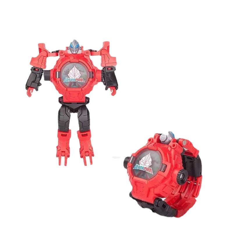Ultraman Spiderman Children's Projection Watch Cartoon Transformation Robot Kindergarten Gift Boys and Girls Electronic Watch