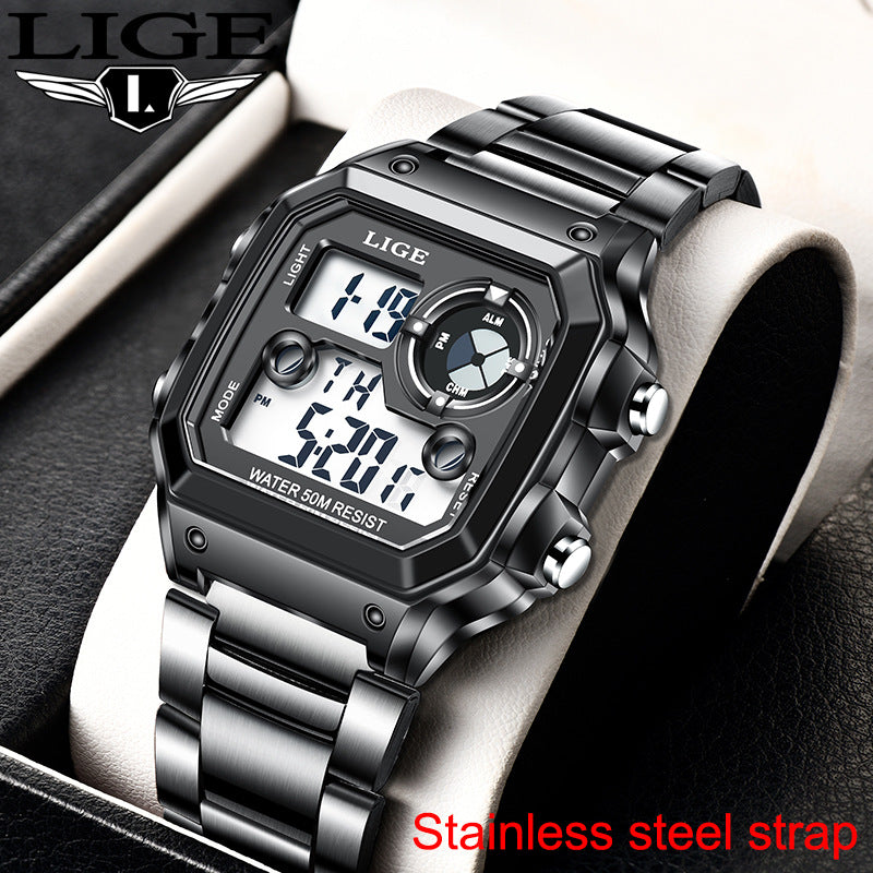 LIGE 8921 New 2022 Men's Sports Watch Fashion Trend Multifunctional Silicone Band Business Watch