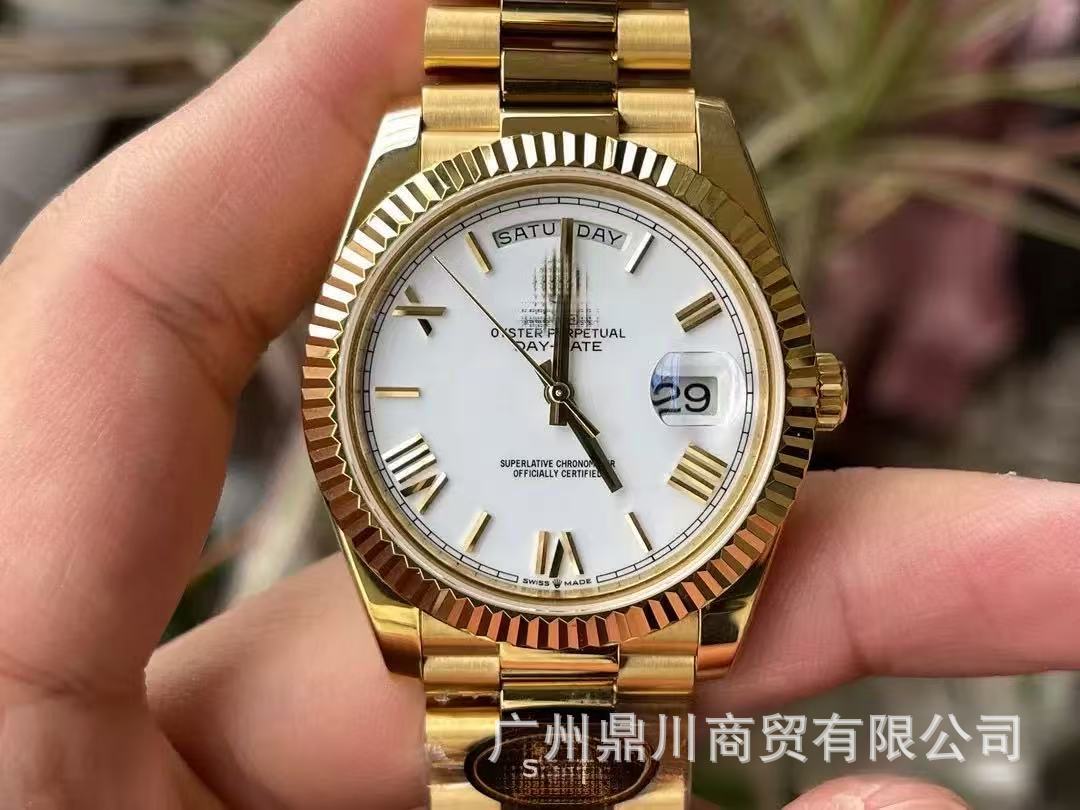 Double-headed large strap AliExpress week double calendar diary Roman scale yellow rock sugar watch men's mechanical watch