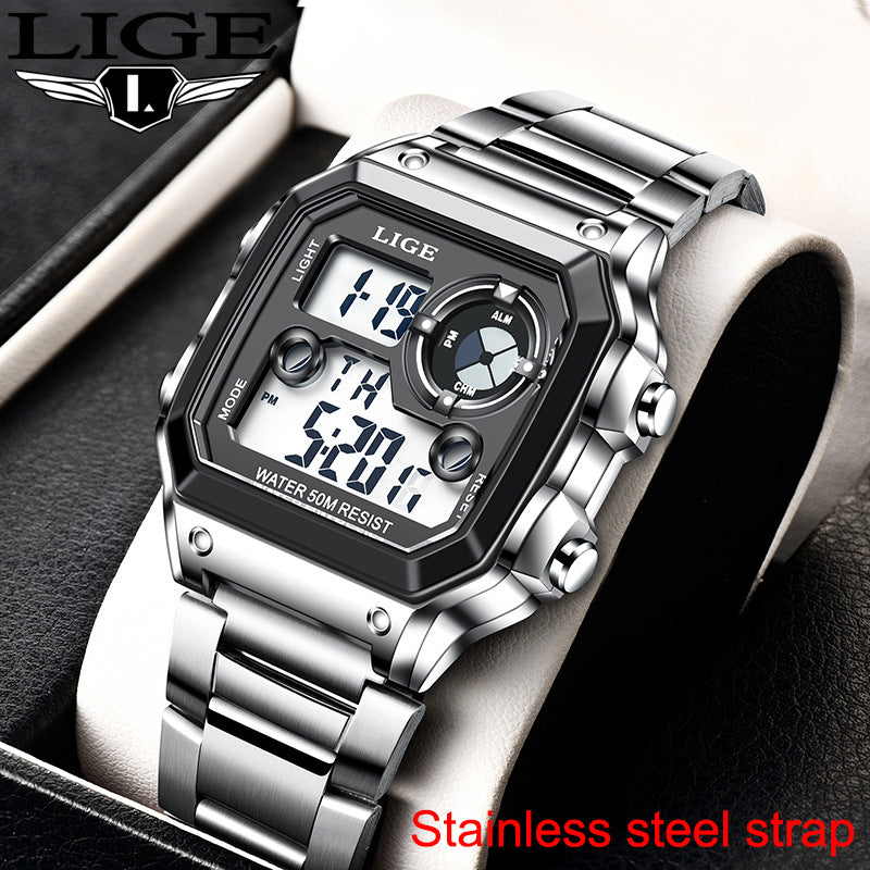 LIGE 8921 New 2022 Men's Sports Watch Fashion Trend Multifunctional Silicone Band Business Watch