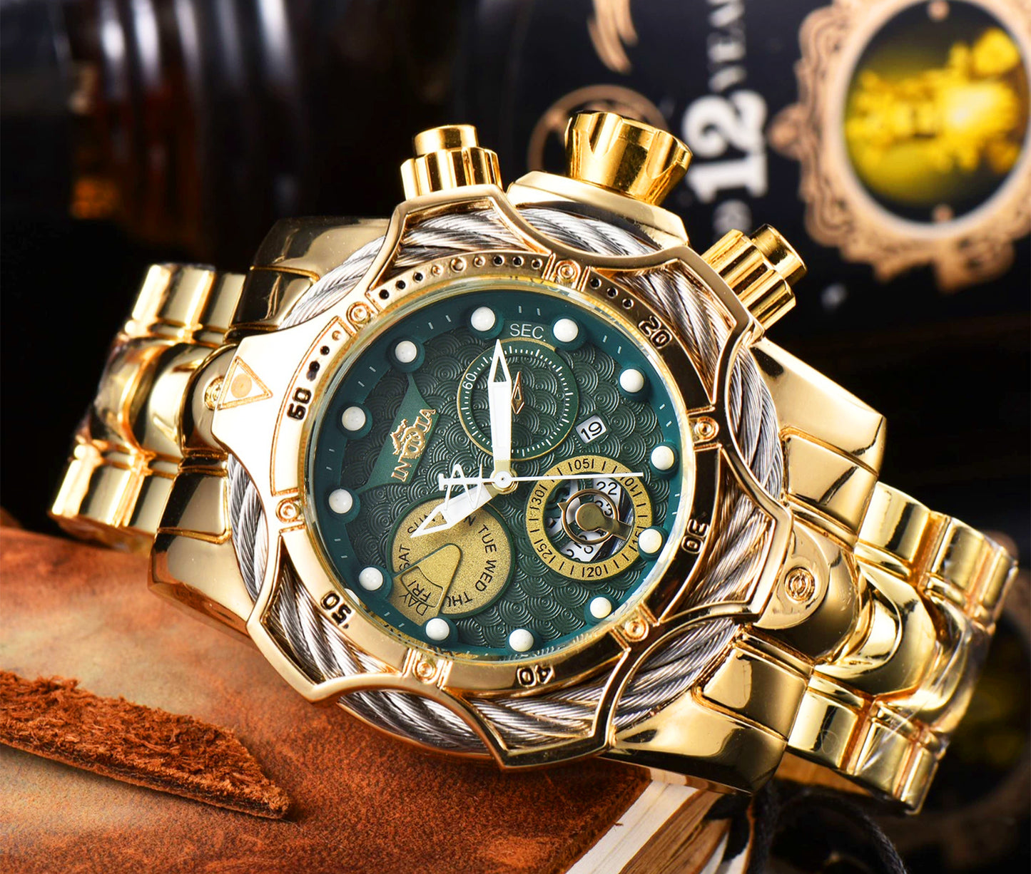 One piece of steel wire rope cross-border watch European alloy quartz watch men's waterproof watch non-mechanical watch