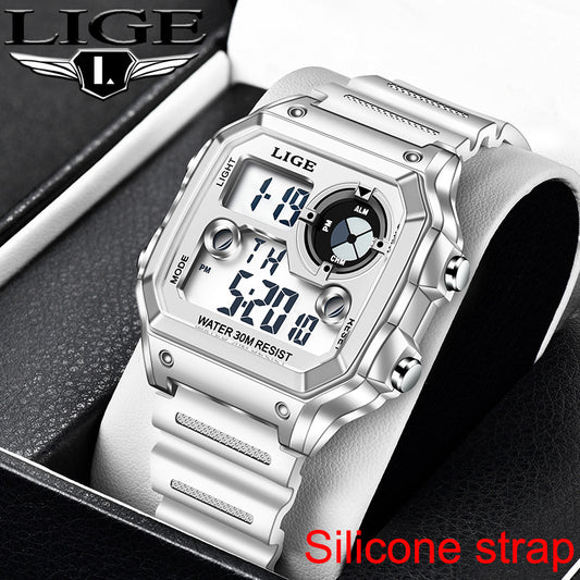 LIGE 8921 New 2022 Men's Sports Watch Fashion Trend Multifunctional Silicone Band Business Watch