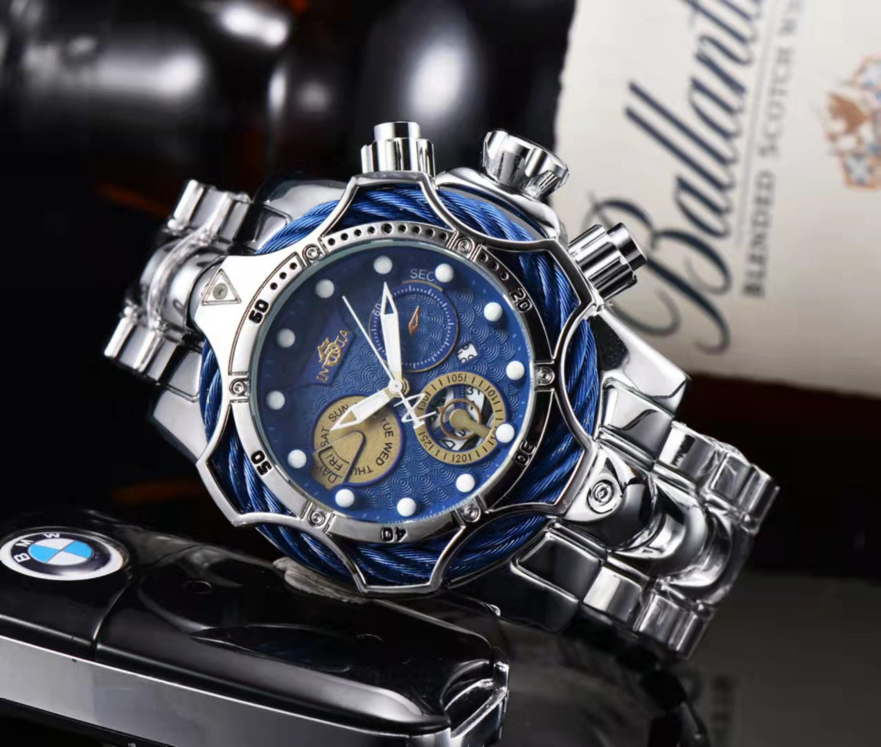 One piece of steel wire rope cross-border watch European alloy quartz watch men's waterproof watch non-mechanical watch
