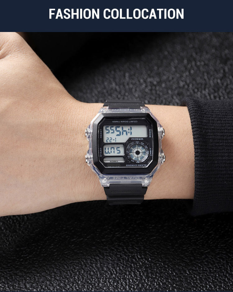 Men And Women Fashion Outdoor Sports Students Waterproof Multifunctional Electronic Watch