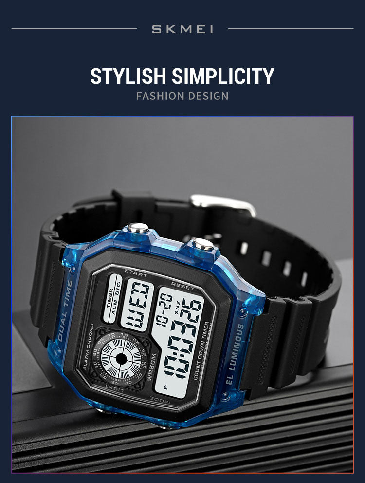 Men And Women Fashion Outdoor Sports Students Waterproof Multifunctional Electronic Watch
