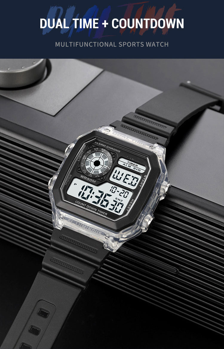 Men And Women Fashion Outdoor Sports Students Waterproof Multifunctional Electronic Watch