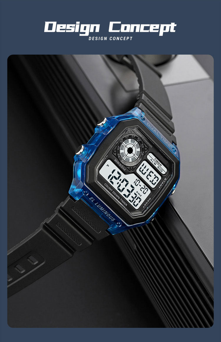 Men And Women Fashion Outdoor Sports Students Waterproof Multifunctional Electronic Watch