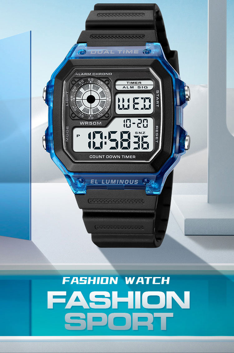 Men And Women Fashion Outdoor Sports Students Waterproof Multifunctional Electronic Watch