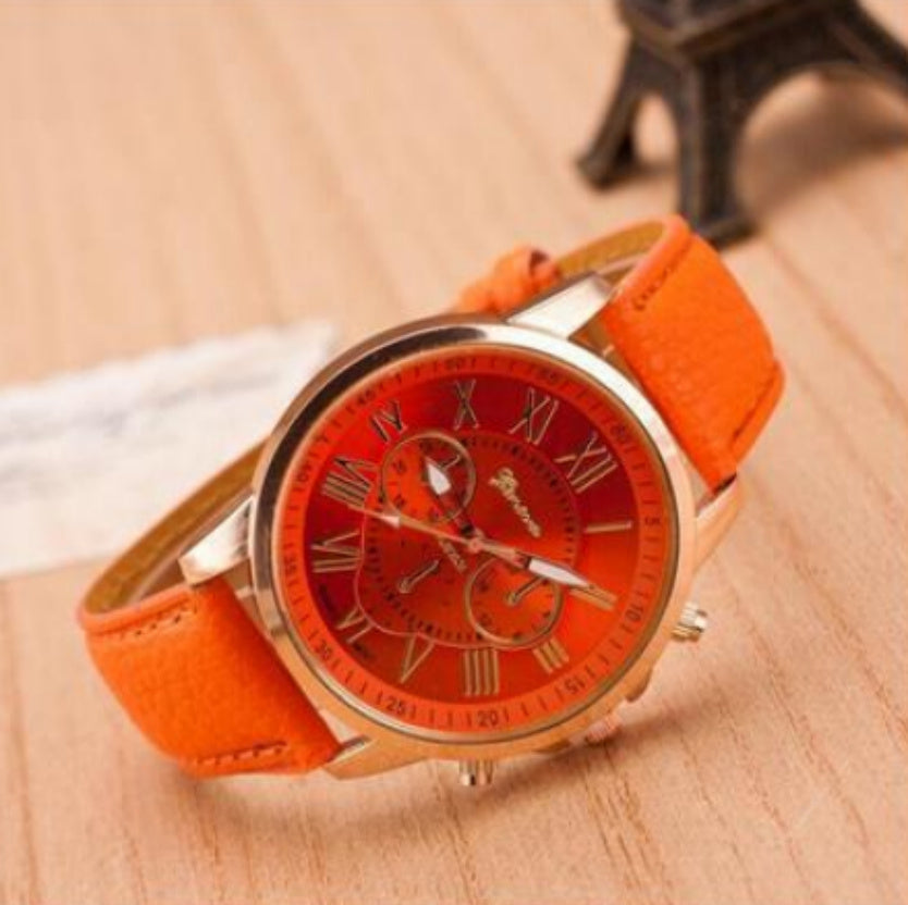 The latest three-eye belt watch Geneva GENEVA belt watch double-faced watch