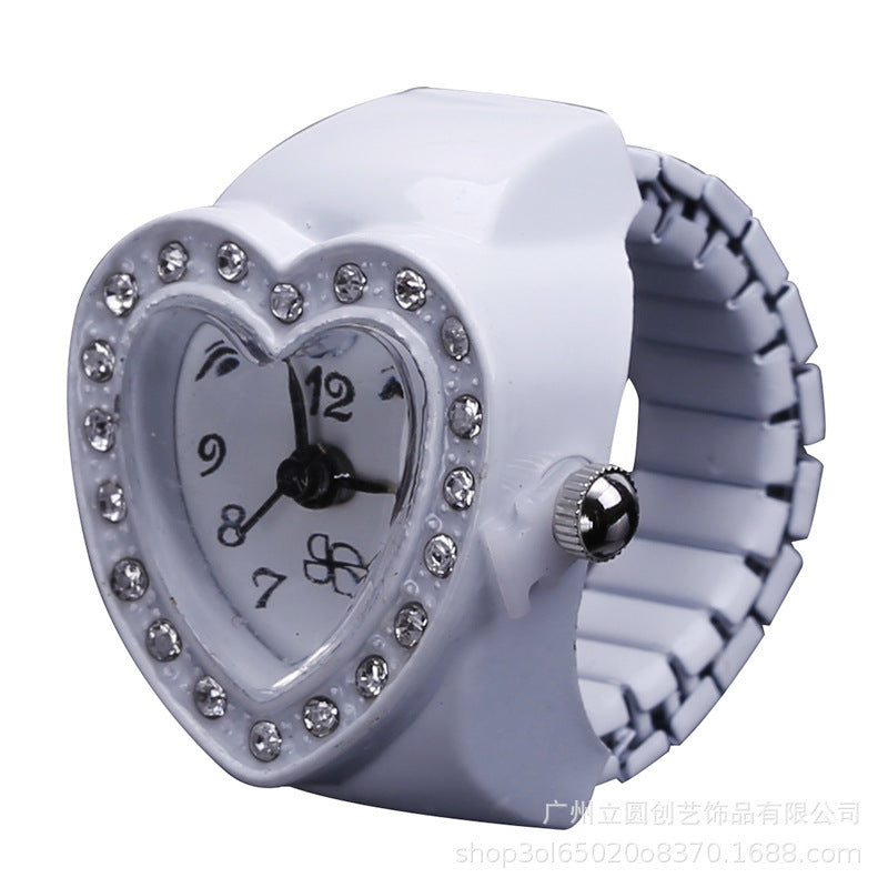 Fashion Creative Simple Elastic Heart-shaped Diamond Ring Watch