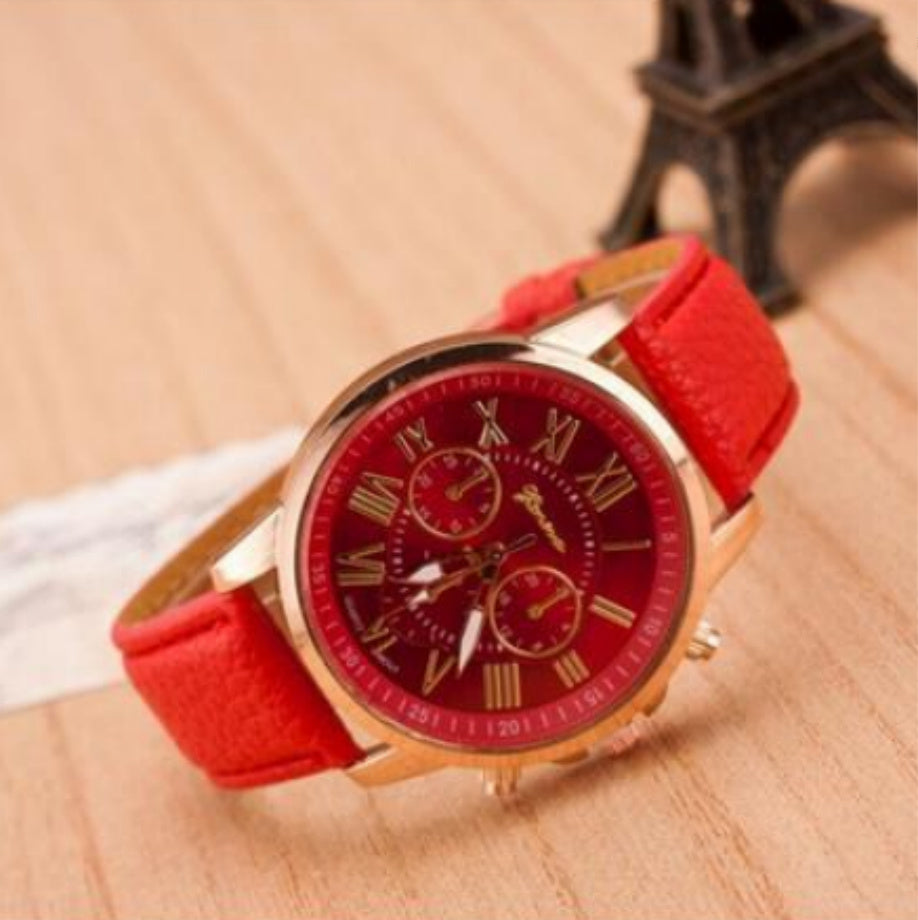 The latest three-eye belt watch Geneva GENEVA belt watch double-faced watch