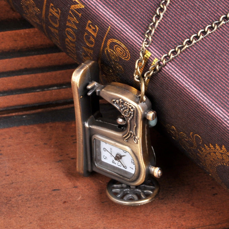Vintage Necklace Pendant Watch Sewing Machine Shape