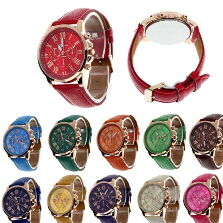 The latest three-eye belt watch Geneva GENEVA belt watch double-faced watch