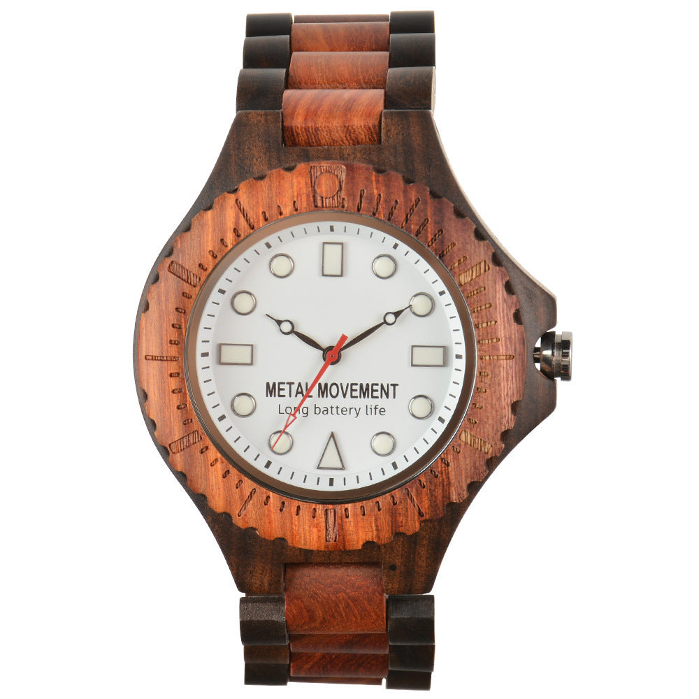 Men's Europe And America Large Dial Quartz Wooden Watch