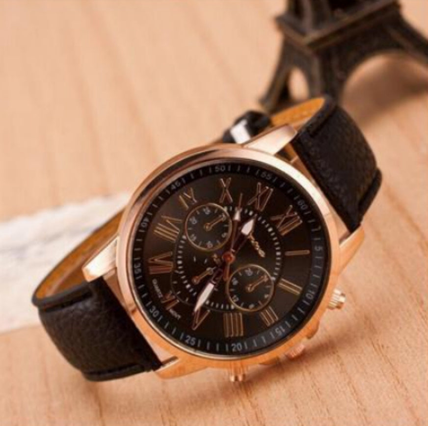 The latest three-eye belt watch Geneva GENEVA belt watch double-faced watch